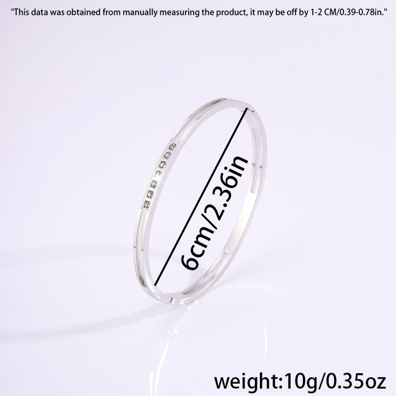 鈦鋼手鐲歐美跨境七顆鑽鏤空手鐲女生高級感輕奢不掉色個性手環