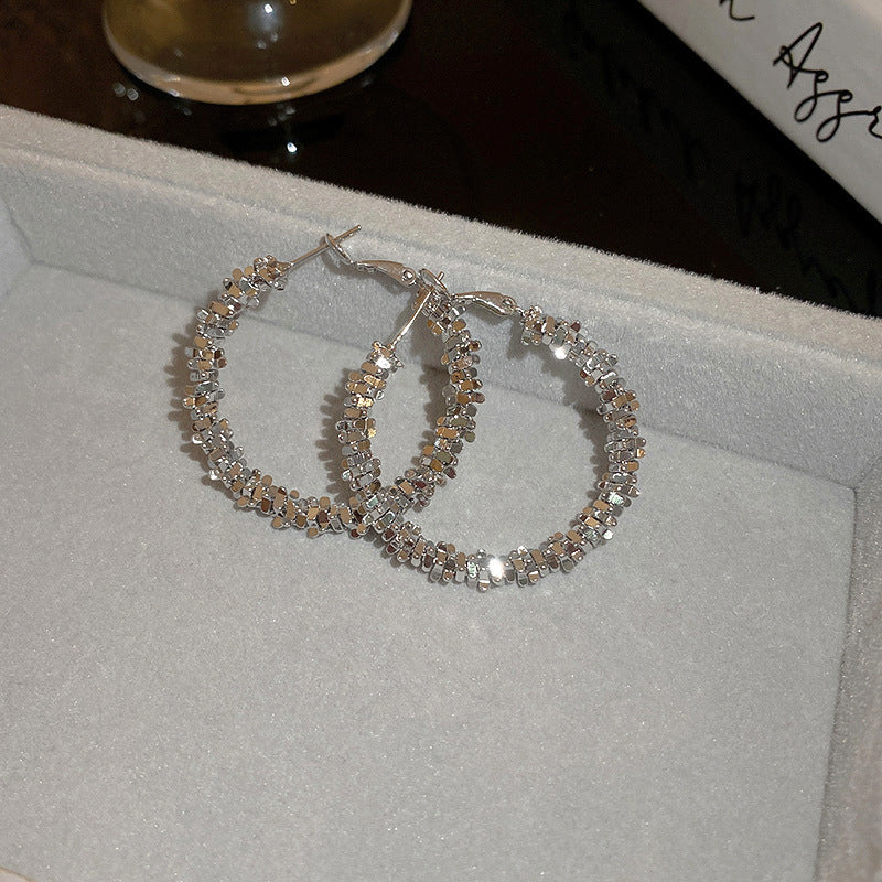 銀針跨境高級感銀色幾何圓珠愛心耳釘小衆個性耳環冷淡風耳飾