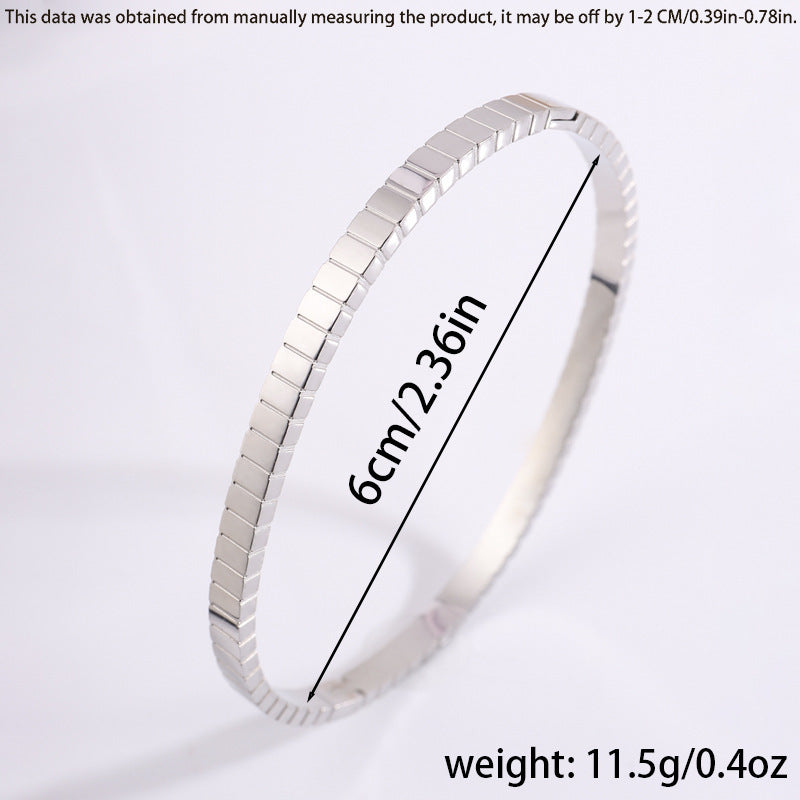 鈦鋼手鐲時尚簡約條紋開口不鏽鋼手鐲女生高級感不掉色百搭手環