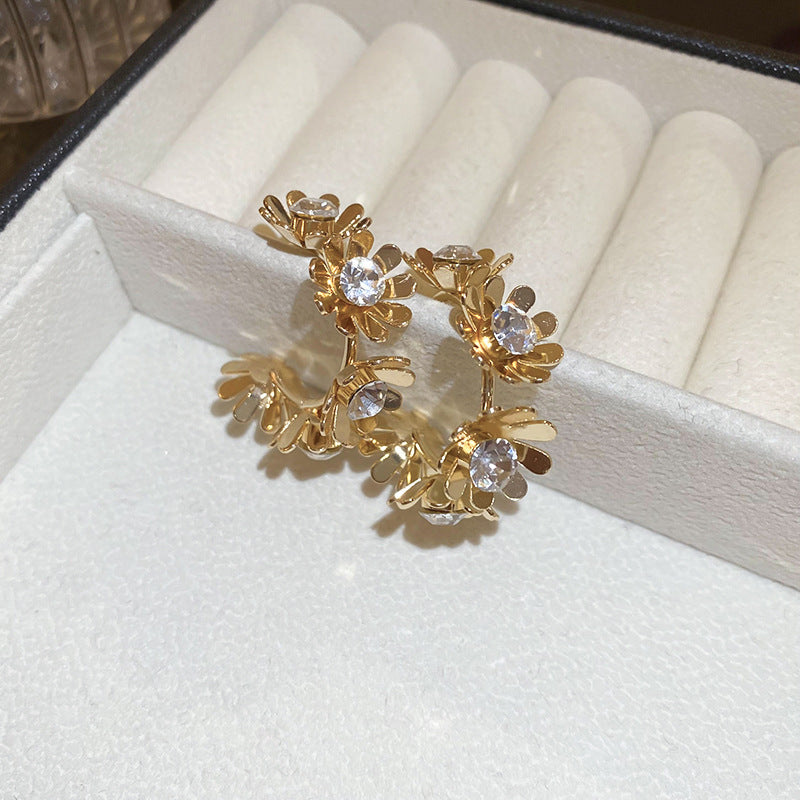 銀針歐美跨境金屬風素圈幾何耳圈氣質個性耳釘耳環誇張高級感耳飾