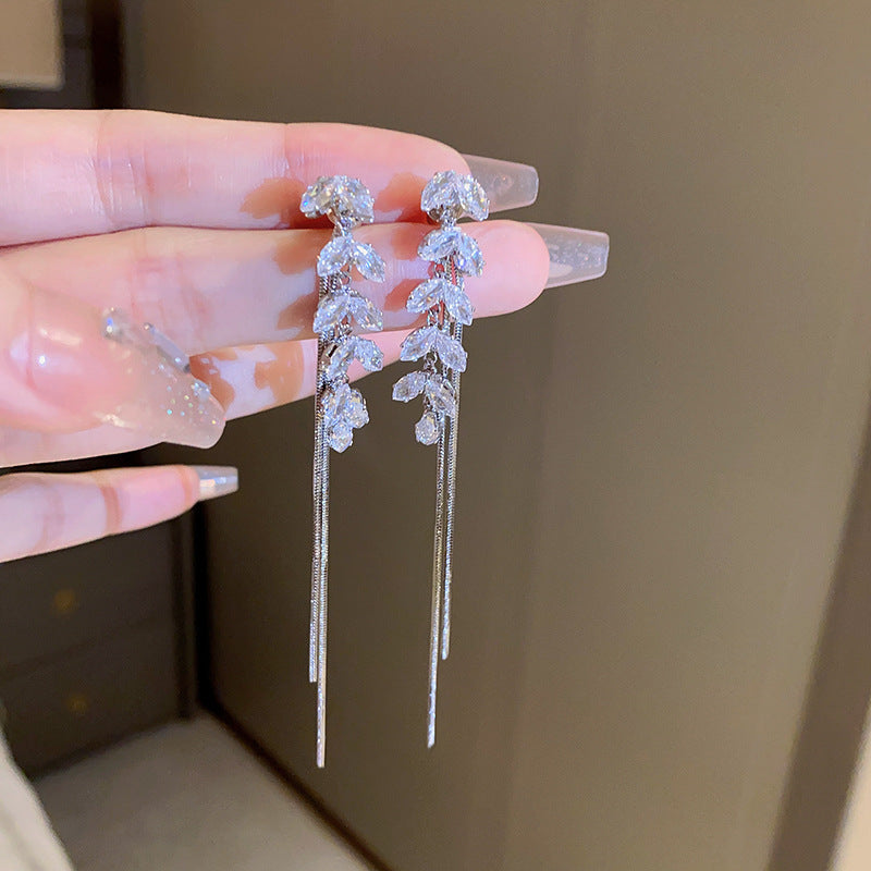 銀針歐美金屬風珍珠蝴蝶花朵流蘇耳釘小衆個性耳環時尚誇張耳飾女