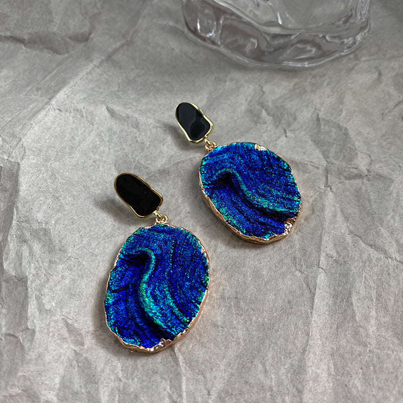 銀針中古vintage綠色鑲鑽蝴蝶珍珠耳環氣質耳墜復古高級感耳飾女