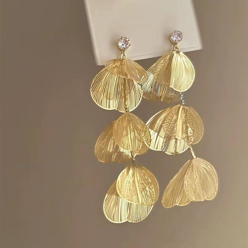 銀針歐美跨境專供花朵珍珠流蘇耳環氣質個性耳釘誇張高級感耳飾女