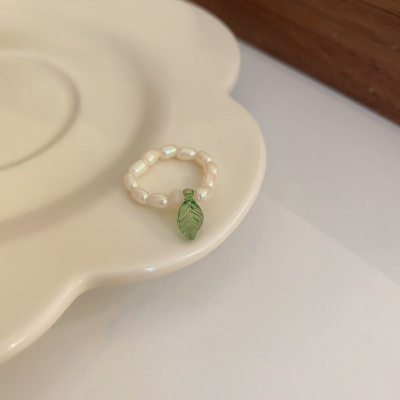 小清新鑲鑽花朵珍珠戒指時尚設計感小衆指環食指戒少女心甜美手飾