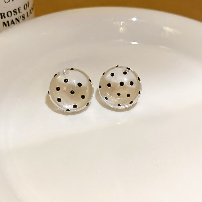 銀針冷淡風透明樹脂水滴花朵珍珠耳環時尚耳釘跨境歐美高級感耳飾