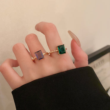 時尚氣質鑲鑽花朵開口戒指小衆設計感指環食指戒子輕奢高級感手飾
