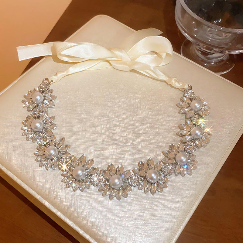 歐美鑲鑽花朵珍珠耳環氣質宮廷風耳釘時尚輕奢高級感耳飾女