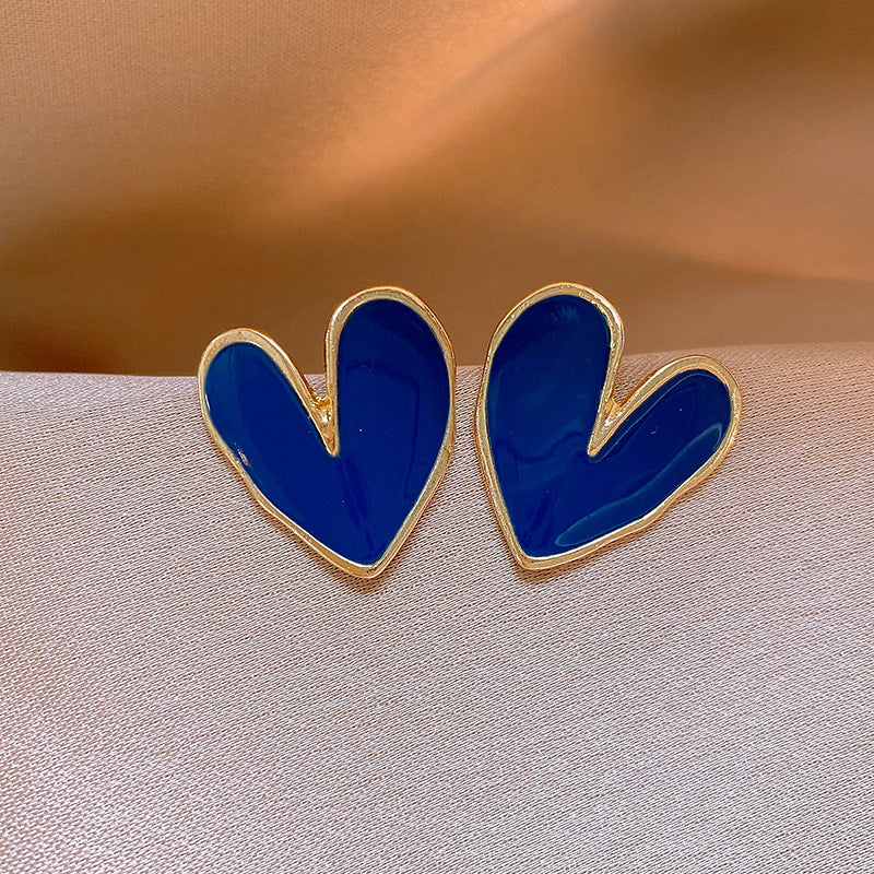 莫奈花園油畫風愛心花朵珍珠耳環時尚氣質耳釘法式甜美小清新耳飾