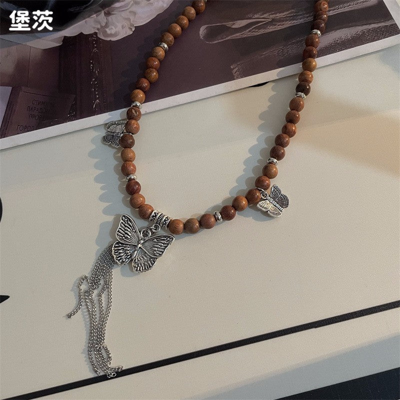 彩色卡通貓咪鑲鑽愛心蝴蝶結項鍊個性設計鎖骨鏈甜酷風項飾