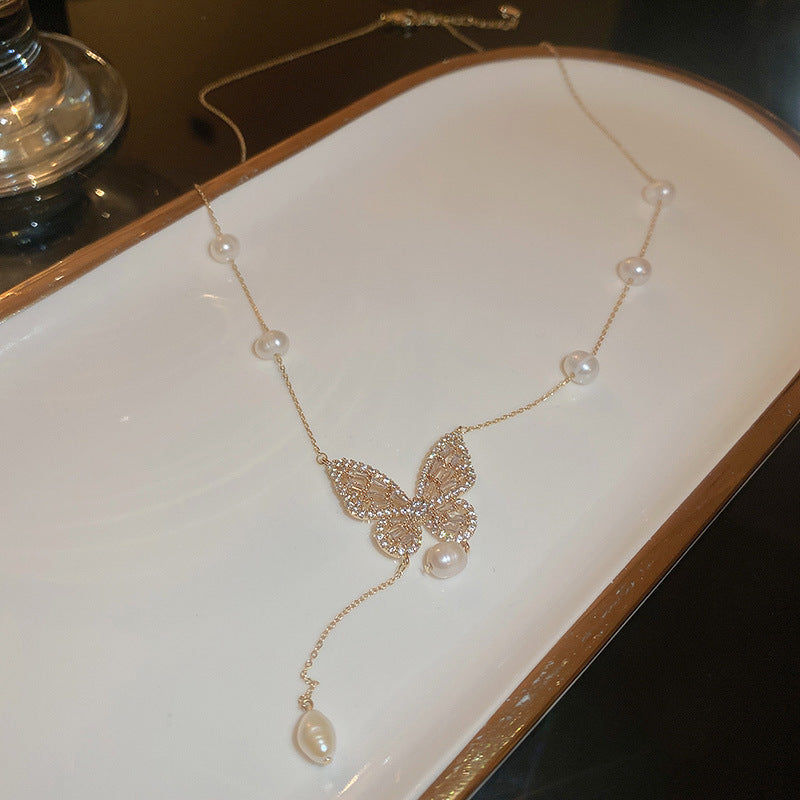 法式甜美山茶花朵珍珠雙層項鍊時尚氣質鎖骨鏈輕奢潮高級感項飾女