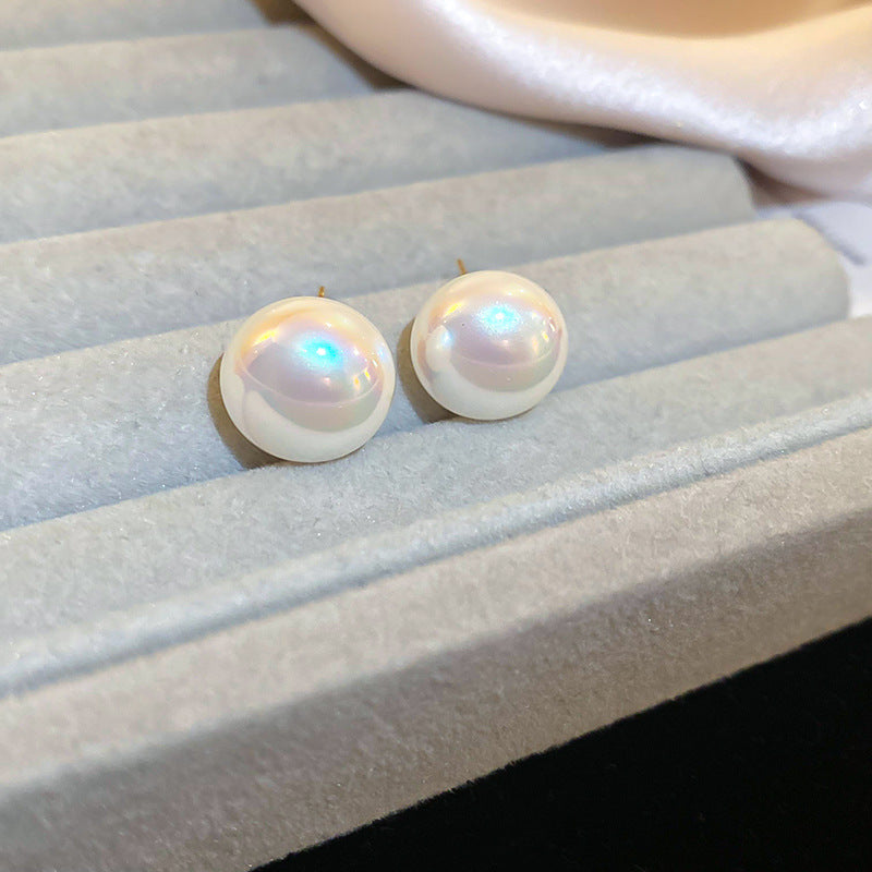 銀針法式復古字母豬鼻子土星珍珠耳環一款兩戴耳釘輕奢高級感耳飾