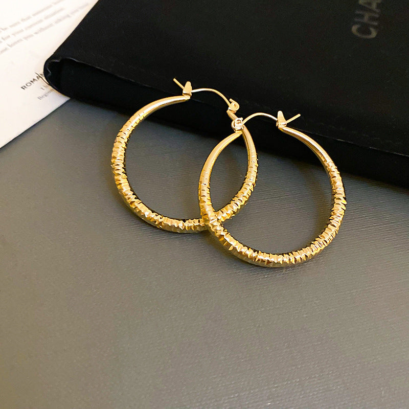 銀針歐美冷淡風鑲鑽愛心圓圈耳圈小衆簡約誇張耳環百搭高級感耳飾