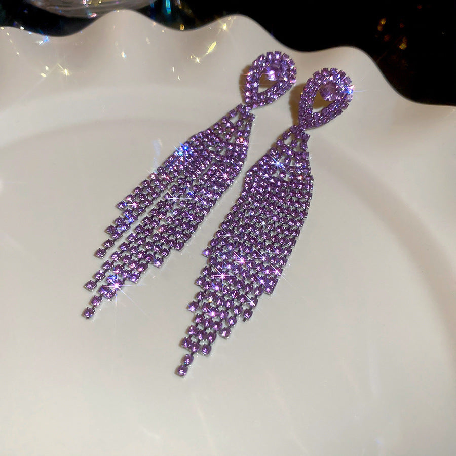 歐美跨境長款麥穗花朵樹葉流蘇耳釘冷淡風氣質耳環輕奢高級感耳飾