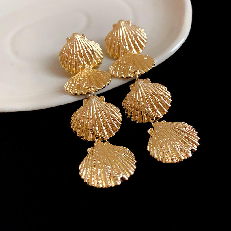 銀針歐美跨境專供花朵珍珠流蘇耳環氣質個性耳釘誇張高級感耳飾女