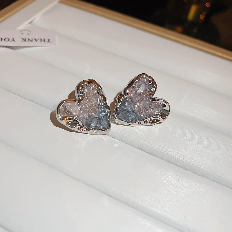 銀針跨境冷淡風銀色鑲鑽鋯石花朵珍珠耳環長款流蘇耳釘高級感耳飾