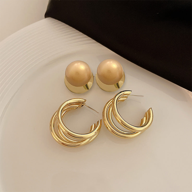 銀針歐美誇張金屬風幾何耳環簡約小衆設計耳釘氣質時尚高級感耳飾