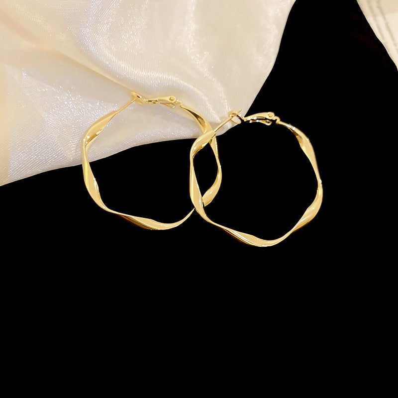 銀針歐美冷淡風鑲鑽愛心圓圈耳圈小衆簡約誇張耳環百搭高級感耳飾