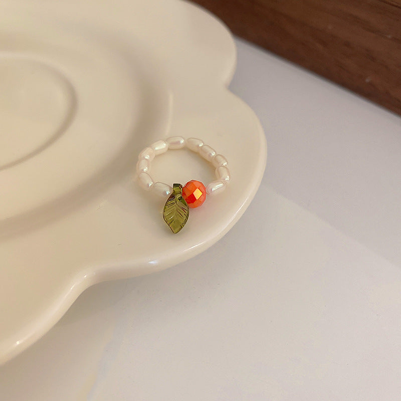 小清新鑲鑽花朵珍珠戒指時尚設計感小衆指環食指戒少女心甜美手飾