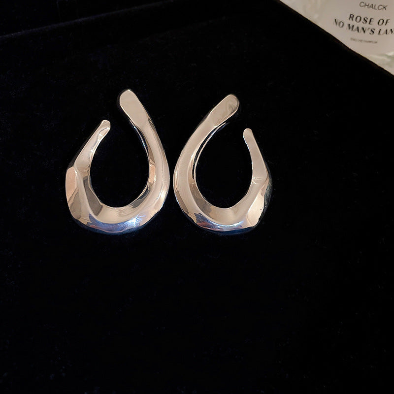 銀針冷淡風透明樹脂水滴花朵珍珠耳環時尚耳釘跨境歐美高級感耳飾