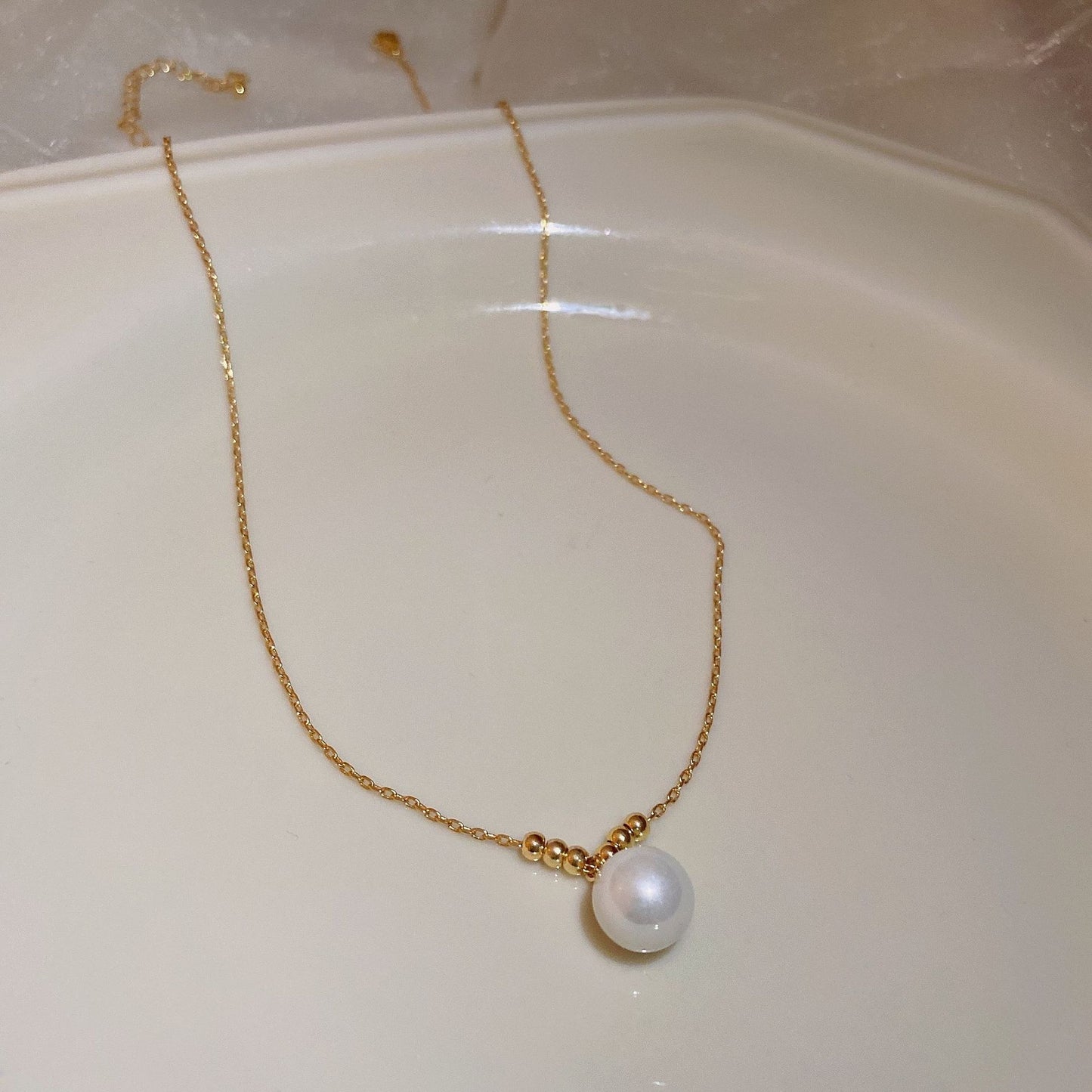 時尚輕奢鋯石蝴蝶結愛心小金磚珍珠項鍊氣質鎖骨鏈高級感新款項飾