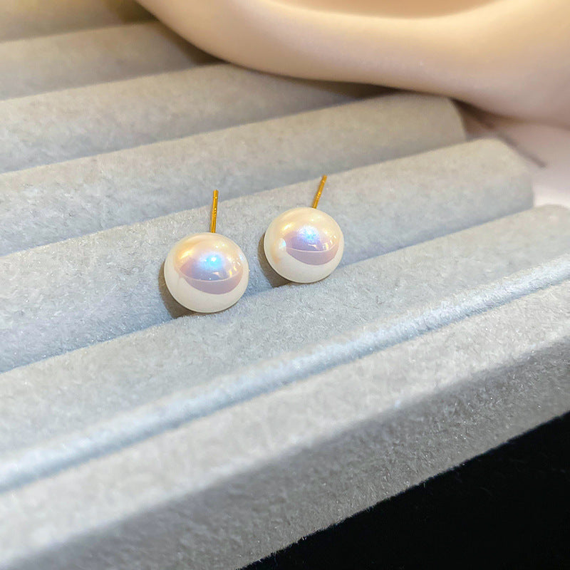 銀針法式復古字母豬鼻子土星珍珠耳環一款兩戴耳釘輕奢高級感耳飾