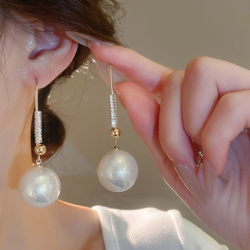 銀針輕奢鋯石花朵蝴蝶珍珠款耳釘氣質耳環高級感秋冬法式復古耳飾