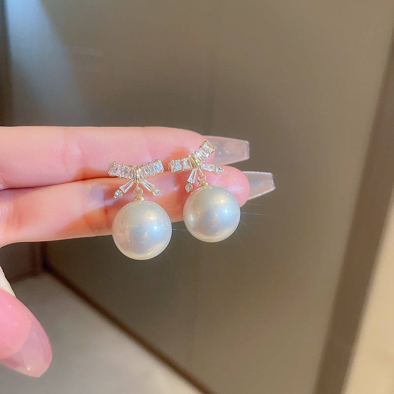 銀針復古氣質白色愛心珍珠耳釘時尚個性耳環網紅簡約高級感耳飾女