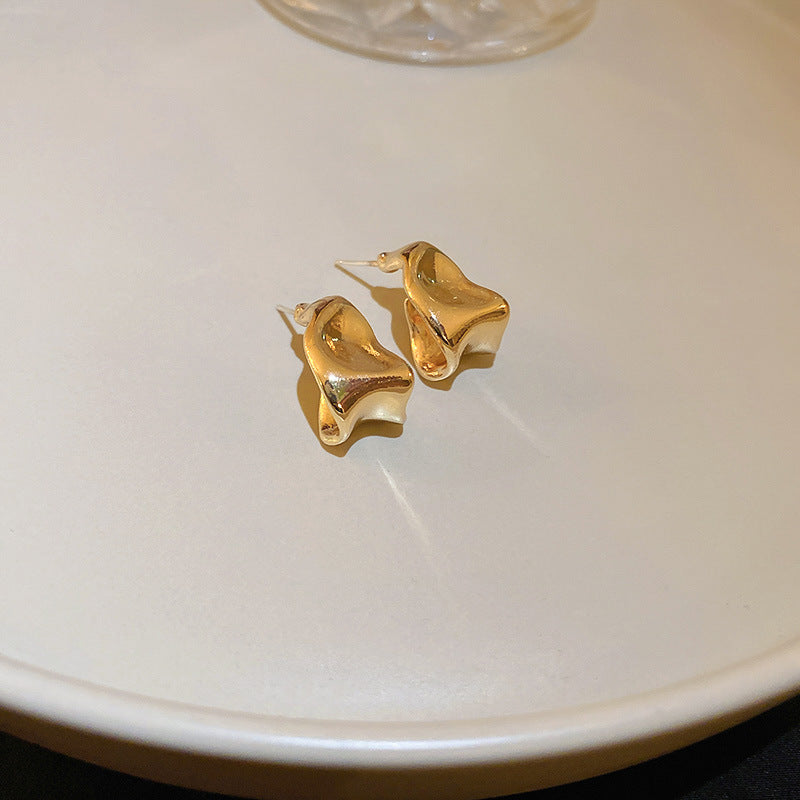 銀針歐美誇張金屬風幾何耳環簡約小衆設計耳釘氣質時尚高級感耳飾