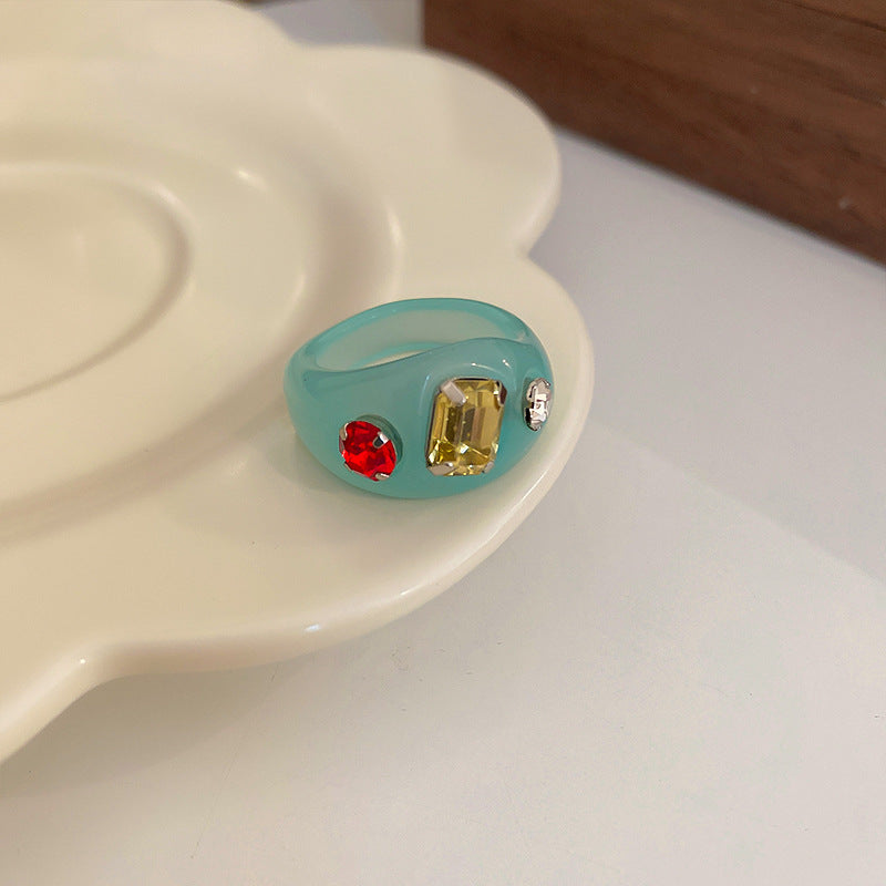 小清新鑲鑽花朵珍珠戒指時尚設計感小衆指環食指戒少女心甜美手飾
