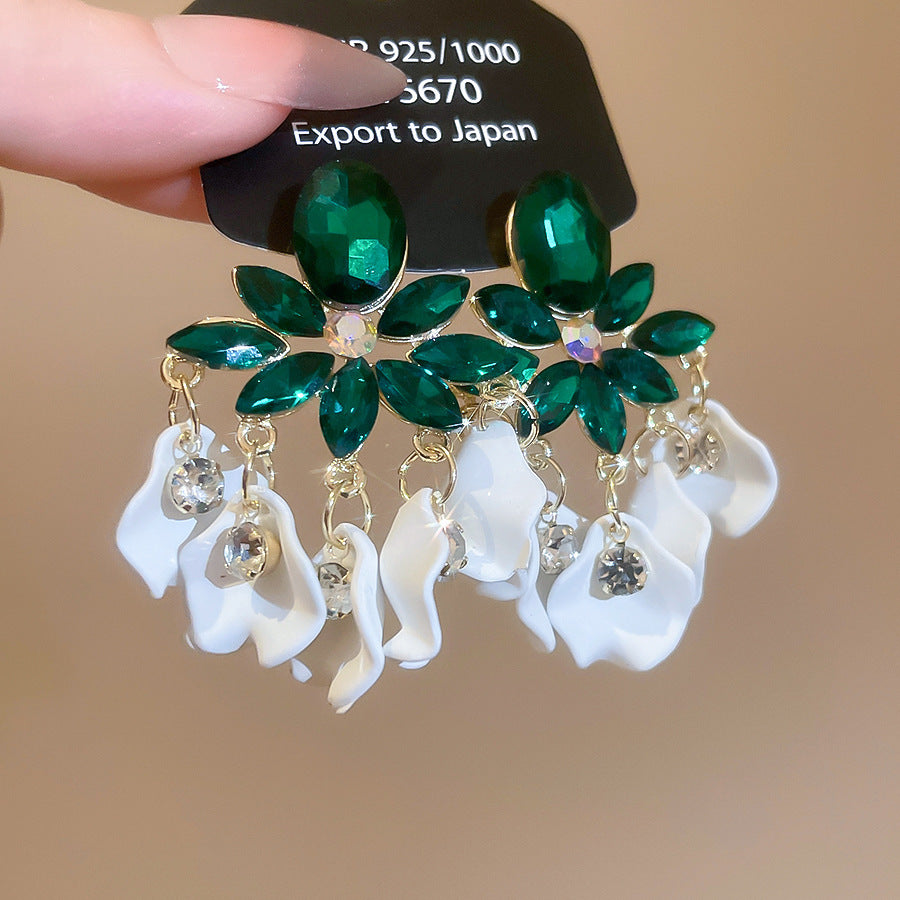 銀針熱銷鑲鑽鋯石水滴蝴蝶流蘇耳環輕奢高級感耳釘耳飾設計感小衆