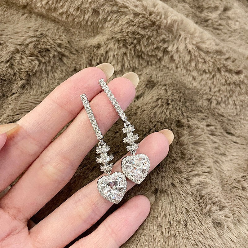 銀針輕奢鋯石几何蝴蝶花朵流蘇耳釘個性冷淡風耳環歐美高級感耳飾