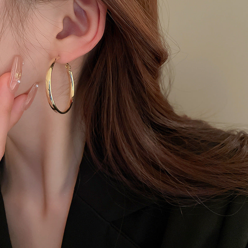 銀針歐美冷淡風鑲鑽愛心圓圈耳圈小衆簡約誇張耳環百搭高級感耳飾