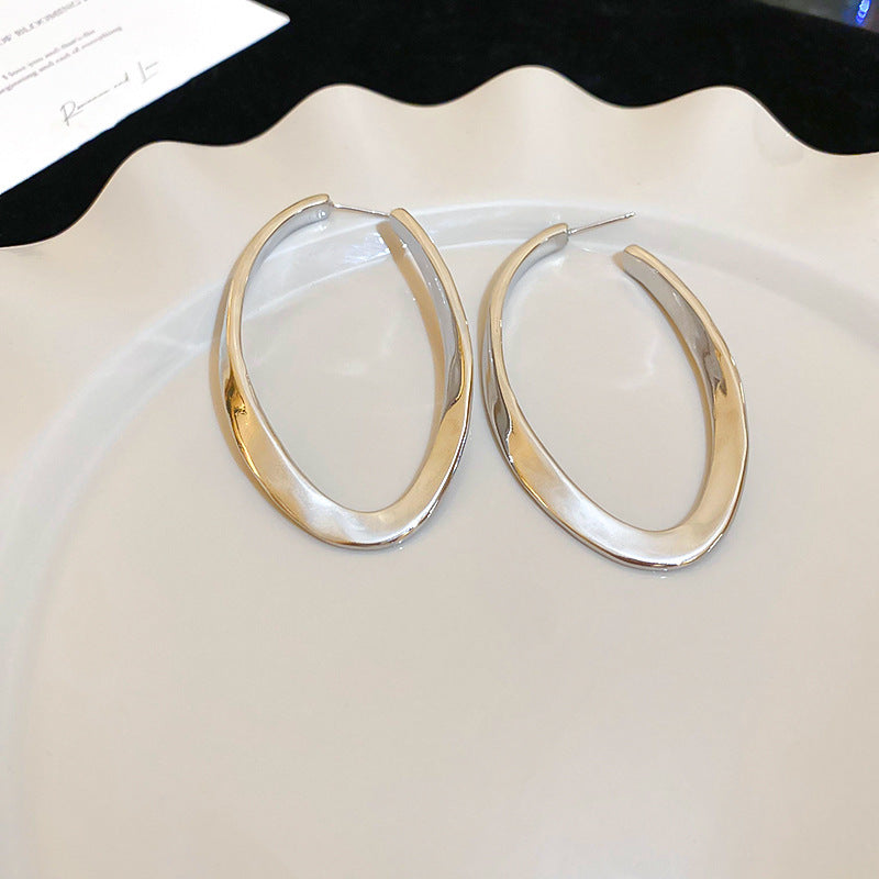 銀針圓圈銀色耳環輕奢高級感耳釘女冷淡風時尚百搭耳飾設計感小衆