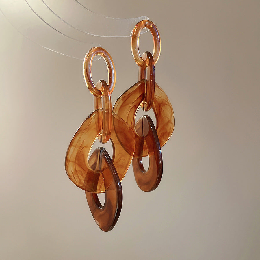 銀針樹脂不規則幾何形鏤空耳環輕奢高級感耳釘復古耳飾設計感小衆