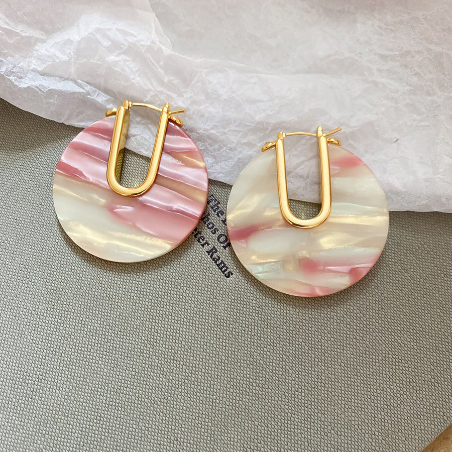 銀針樹脂暈染花朵耳環輕奢高級感耳釘復古時尚百搭耳飾設計感小衆