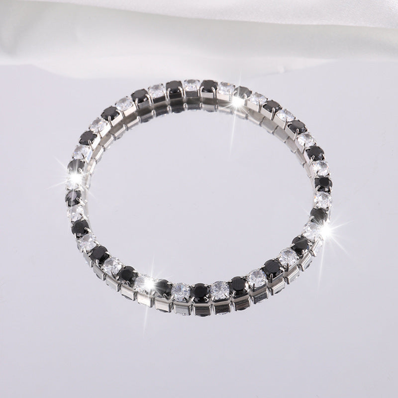 鈦鋼手鐲彈力鑲鑽滿鑽不鏽鋼手鐲女生高級感時尚輕奢不掉色手環