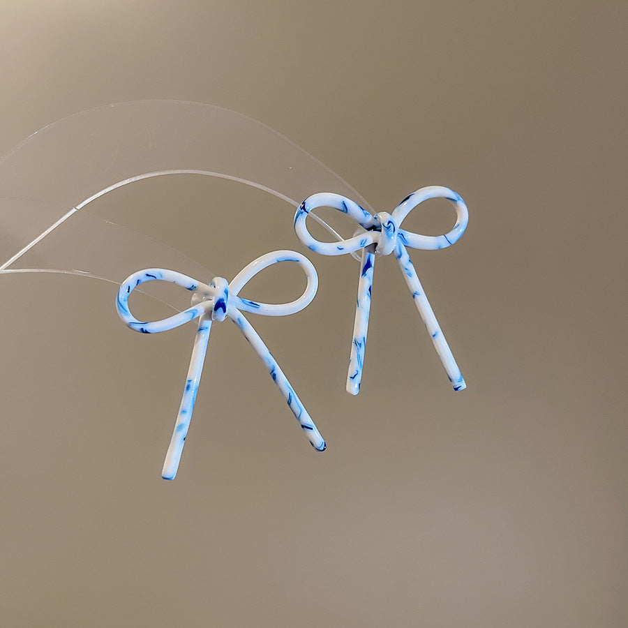 銀針樹脂暈染花朵耳環輕奢高級感耳釘復古時尚百搭耳飾設計感小衆