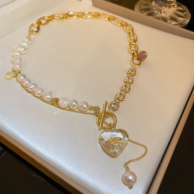 真金電鍍花朵方牌項鍊韓國時尚設計感鎖骨鏈個性冷淡ins風項飾女