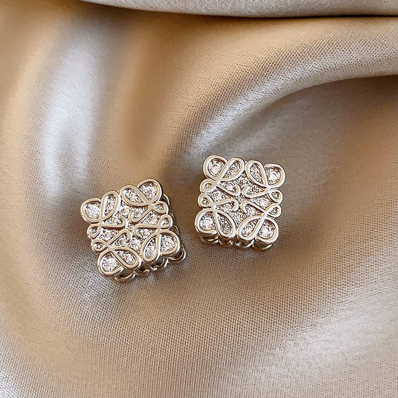 銀針法式黑色鑲鑽字母珍珠包包流蘇耳環小衆氣質耳釘高級感耳飾女