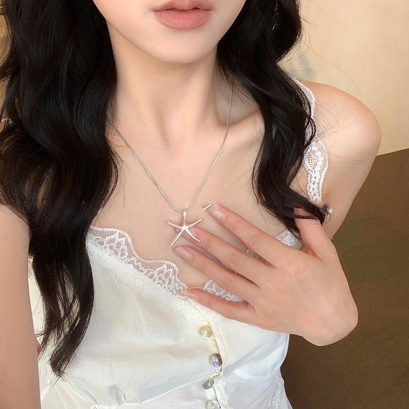 冷淡風亮面海星吊墜項鍊女ins時尚百搭鎖骨鏈簡約高級感項飾品女