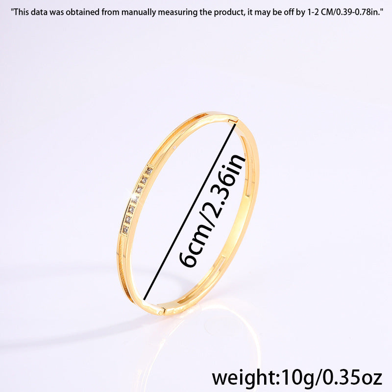 鈦鋼手鐲歐美跨境七顆鑽鏤空手鐲女生高級感輕奢不掉色個性手環