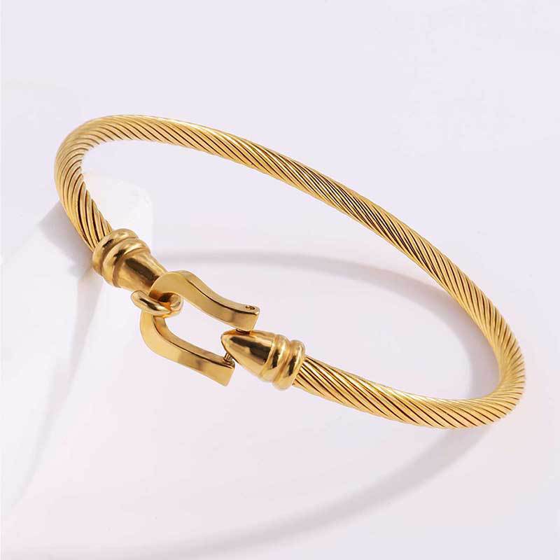 鈦鋼手鐲彈力馬蹄扣手鐲女生高級感個性簡約不掉色精緻手環