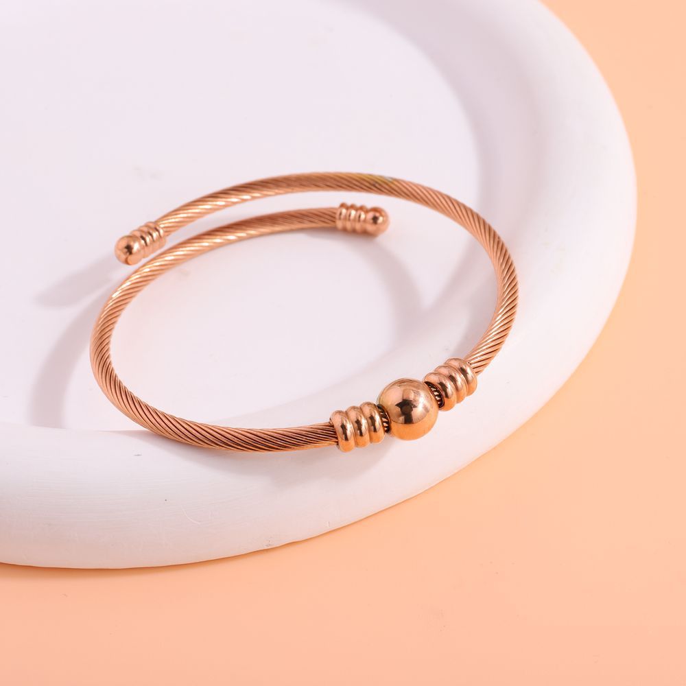 鈦鋼手鐲開口圓珠精緻手鐲女生高級感時尚歐美風不掉色百搭手環