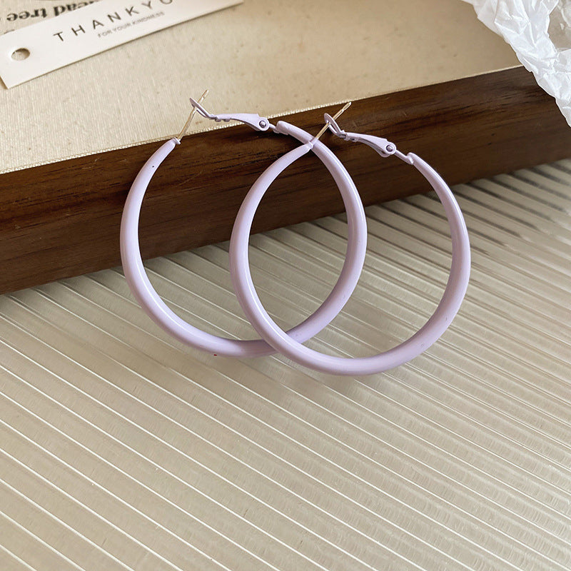 銀針多巴胺彩色耳圈甜美小清新簡約個性耳環設計感小衆歐美耳飾女