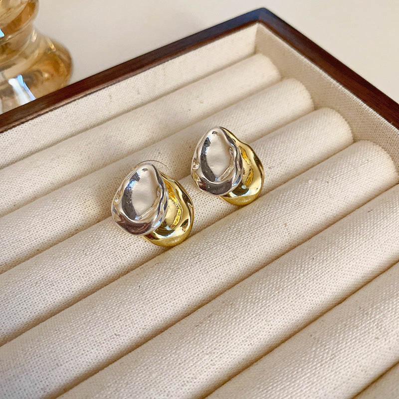 銀針歐美金屬風鏤空花朵魚尾珍珠耳環誇張氣質耳釘重工高級感耳飾