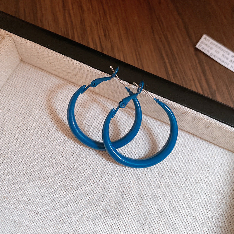 銀針多巴胺彩色耳圈甜美小清新簡約個性耳環設計感小衆歐美耳飾女