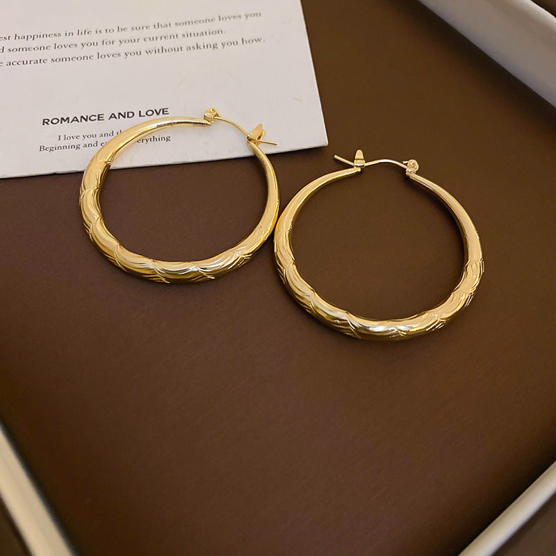 銀針歐美冷淡風鑲鑽愛心圓圈耳圈小衆簡約誇張耳環百搭高級感耳飾