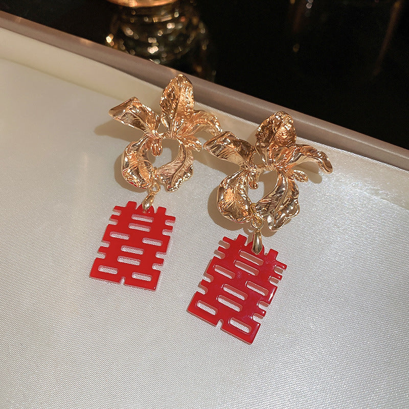 银针欧美跨境花朵几何流苏耳钉时尚金属风耳环轻奢高级感耳饰