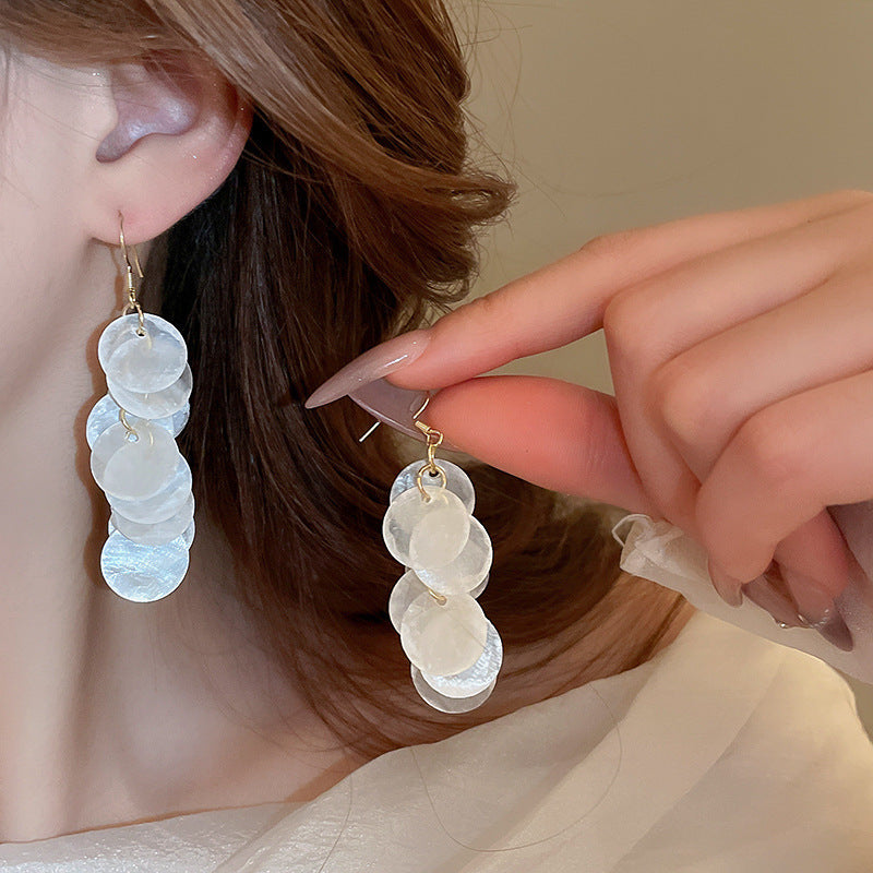 銀針超仙珍珠花朵流蘇耳環氣質時尚耳釘跨境歐美誇張高級感耳飾女