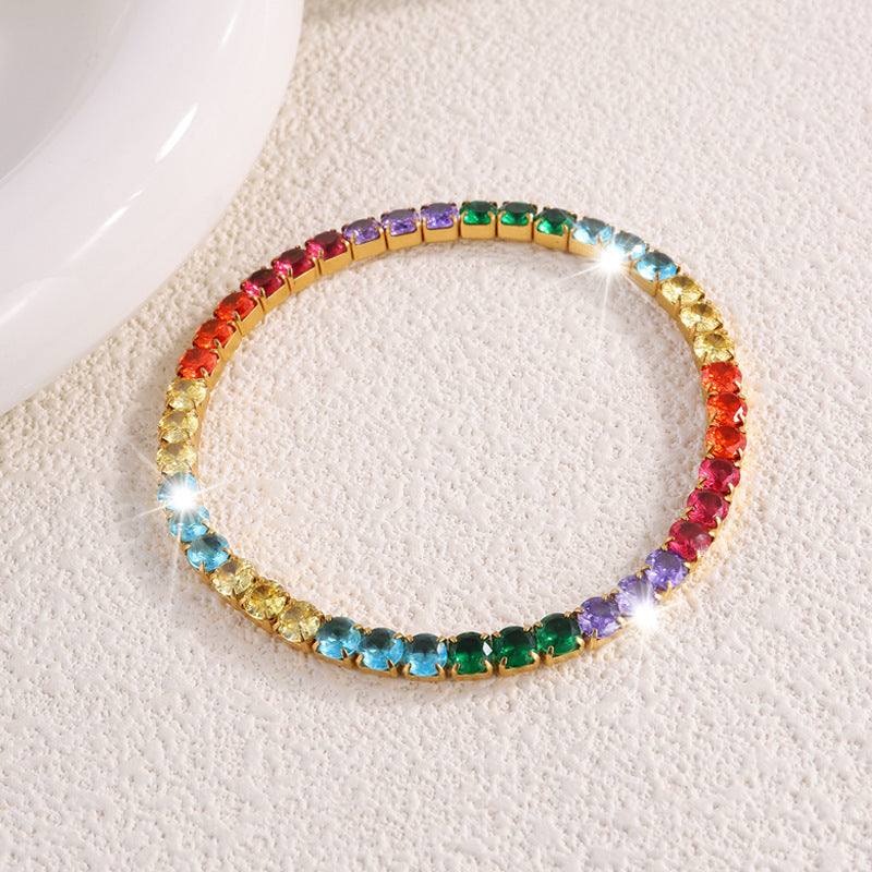 鈦鋼手鐲彈力鑲鑽滿鑽不鏽鋼手鐲女生高級感時尚輕奢不掉色手環